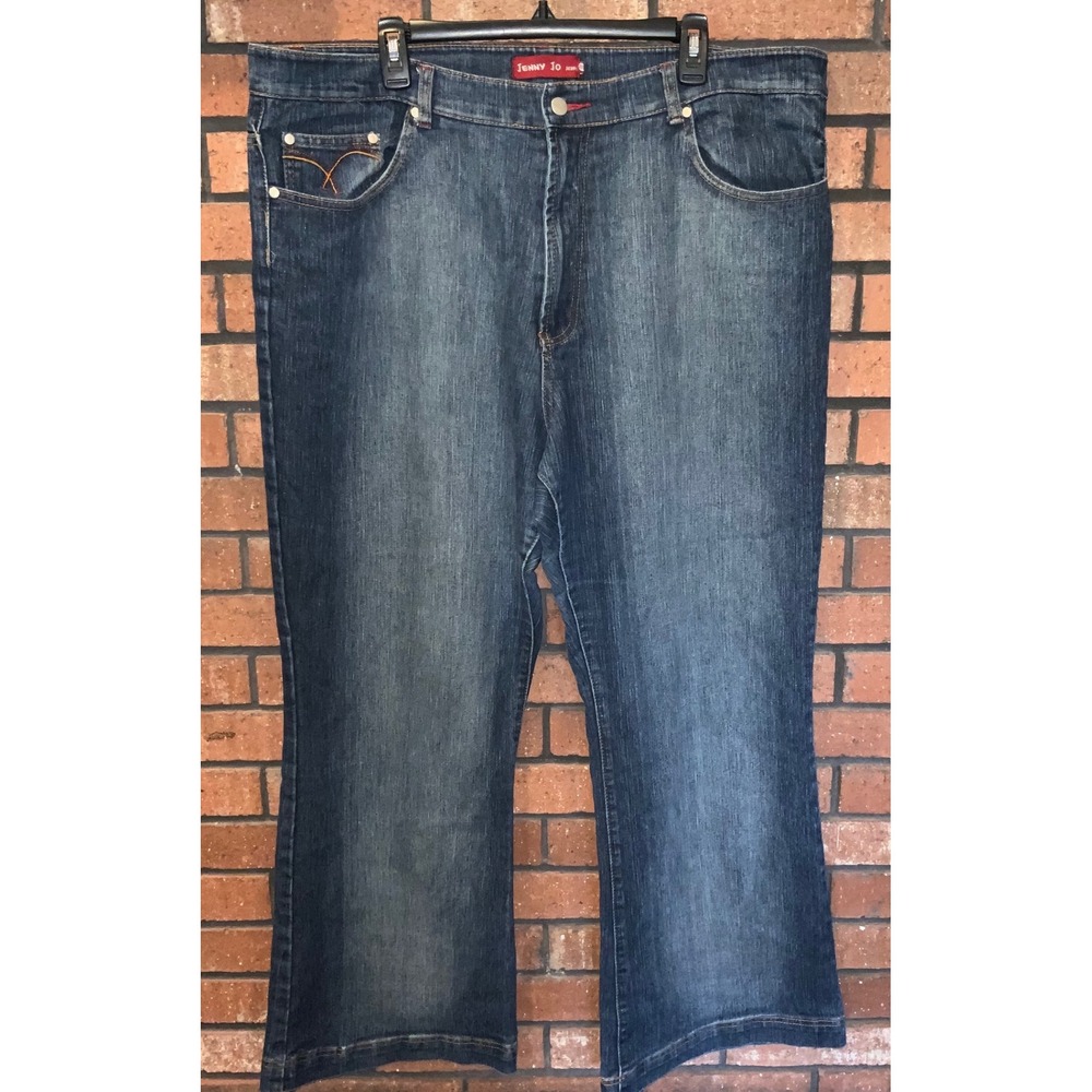Jenny Jo Womens Jeans Medium Wash Bootcut Denim Pants Blue Contrast Stitch 21/22